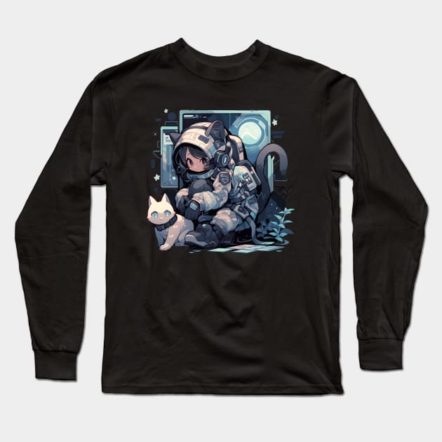 Space Cat Long Sleeve T-Shirt by The Digital Den